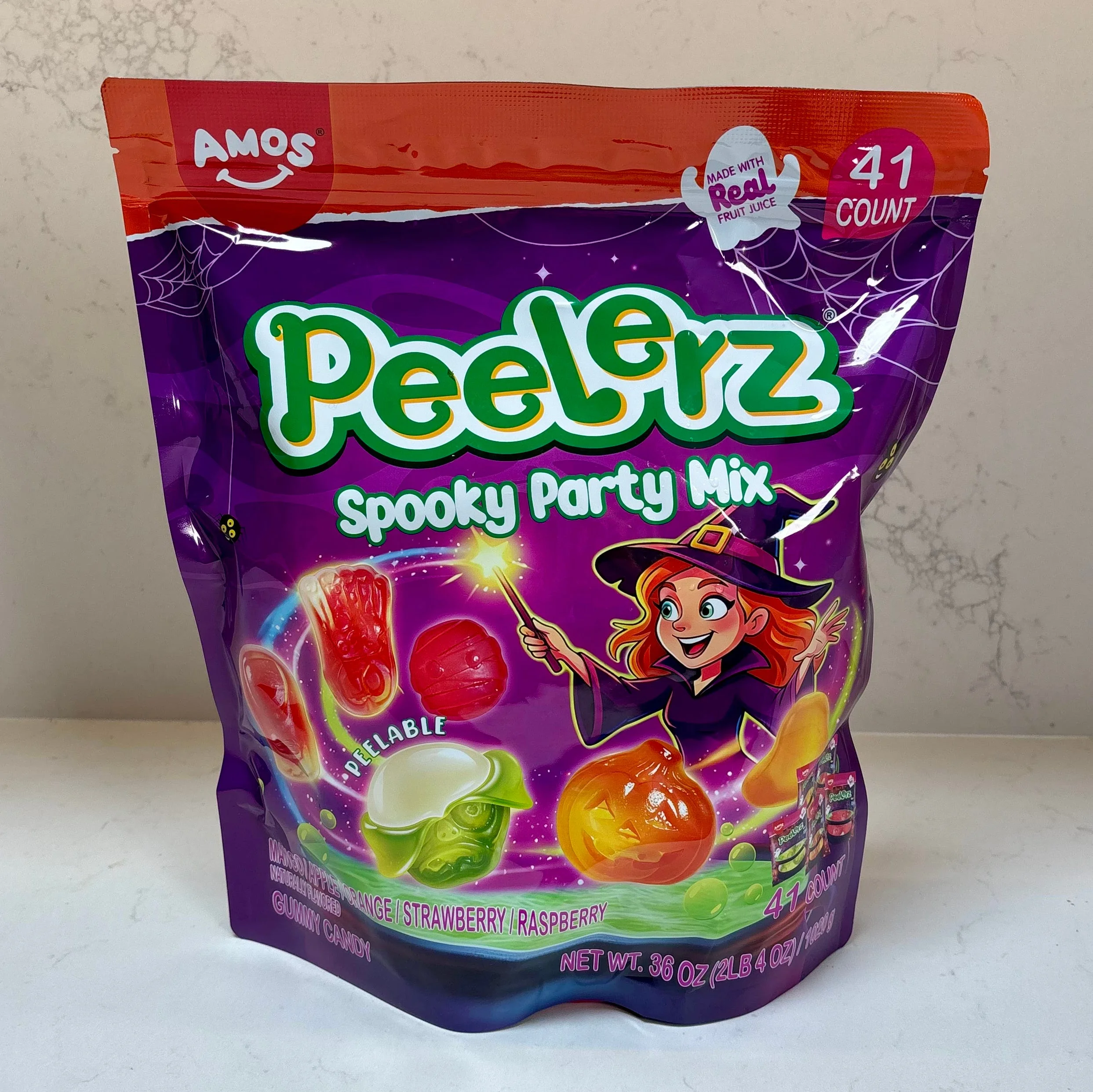 Package of Peelerz Spooky Party Mix featuring a design with a witch.